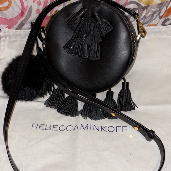 Rebecca Minkoff Black Leather Crossbody with Tassels - Picture 2 of 9